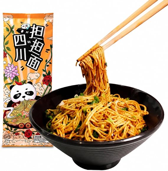 SntCrave Sichuan Dan Dan Noodles, 171g (1 Pack) – Authentic Spicy Dry Noodles, Non-Fried, Chewy & Springy, Rich Peppery Sauce, Instant Chinese Ramen Without Soup, No Preservatives