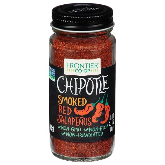 Frontier Co-op Ground Chipotle Pepper, Chipotle Powder Seasoning | 2.15 Ounce (Pack of 1) | Dried, Smoked Peppers, Rich Aroma, Smokey & Earthy For Southwest & Mexican Foods