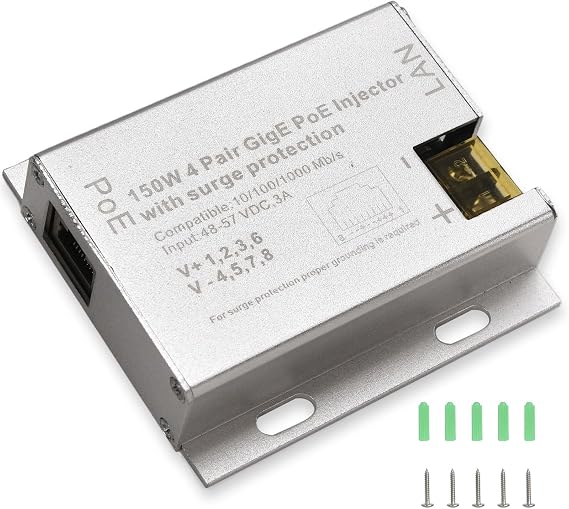 150W GigE Passive PoE Injector for Starlink Pinout with Surge, Overvoltage, Reverse Connection, Overcurrent Protection to Ensure Network Stability