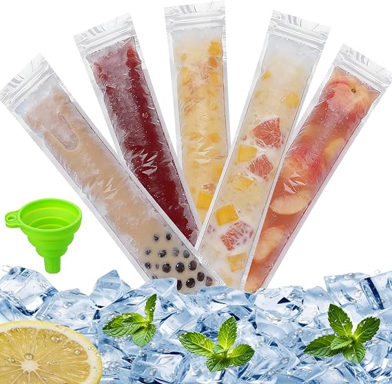 100 x BPA Free Ice Pop Mould Bags with Funnel