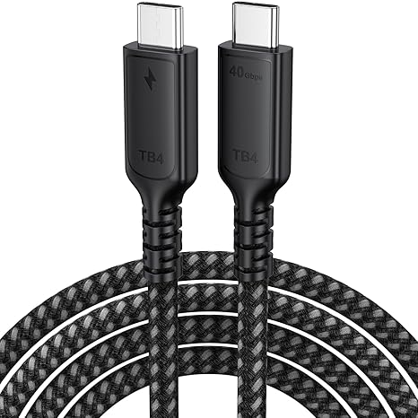 USB 4 Cable 6ft for Thunderbolt 4, USB4 40Gbps High Speed Data Transfer, 8K@60Hz /4K@120Hz Display 240W Charging USB C Data Cables for Thunderbolt 4 Thunderbolt 3 USB-C Devices