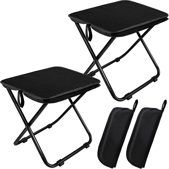 2 Pack Camping Stool 13 Inch Portable Folding Stool for Adults, Lightweight Small Foldable Stools for Fishing Hiking Outdoor Gardening