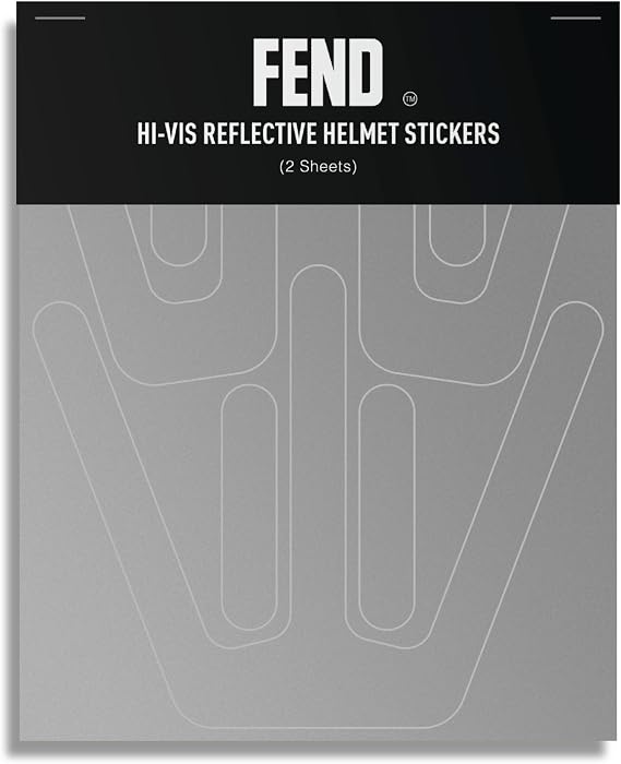 Fend One Reflective Sticker Set 3M Scotchlite Hi-Vis Black Stickers One Helmet (Reflects Bright White)