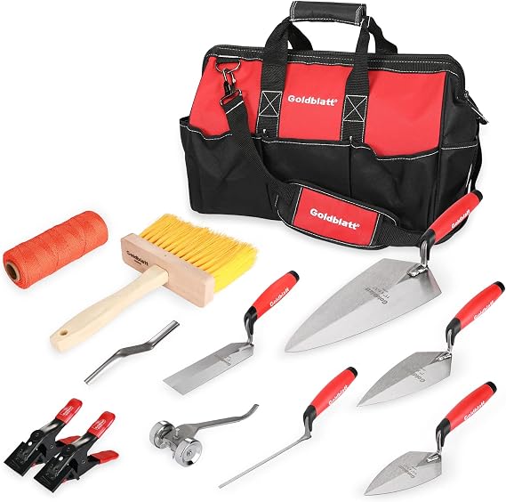 Goldblatt 12PCS Masonry Tool Set, Brick Laying Tools with Pointing Trowel