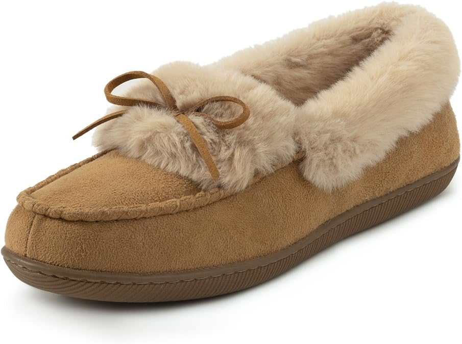 RockDove Women's Faux Fur Lined Microsuede Moccasin Slipper