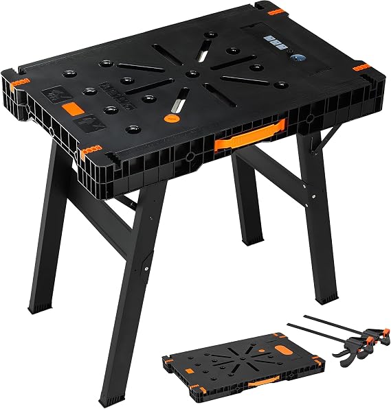 TLGREEN Folding Workbench, Portable Workbench, 34 x 22 in, with 2 Clamps