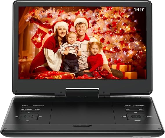 16.9" Portable DVD Player with 14.1" Large HD Screen, High Volume Speaker, with Extra Carrying Bag..