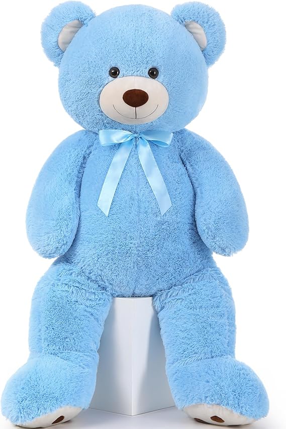 MorisMos 47inch Giant Teddy Bear Stuffed Animal 4ft, Big Teddy Bear Plush for Baby Shower, Life Size Stuffed Bear Gifts for Kids, Girls, Girlfriend, Women on Valentine, Christmas, Birthday(Blue)
