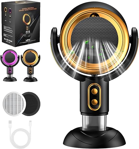 Puff Hide Smoke Fan, Puffhide Purifier, 3000mAh Puffhide for Smoke Fan, Smoke Away Purifier Fan, Smoke Filter for Smoking Indoors, 2 Speed Wide-Angle Purification Smoke and Odors (Gold-plug in)