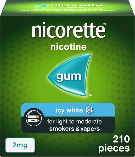 Nicorette 2mg ICY White Whitening Chewing Gum - 210 Pieces