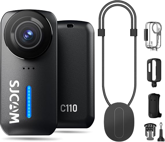 SJCAM 4K Thumb Body Camera,Tiny Action Camera, Mini Stabilized Hands-Free POV Camera,Waterproof,Magnetic Wearable, for Vlogging,Helmet Cam for Cycling,Motorcycle,Hiking