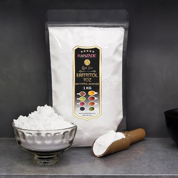 Hanzade Bitkisel Eritritol Pudra Form 1 Kg Doğal Toz Tatlandırıcı Sıfır Kalori Keto Diyet Erythritol Powder