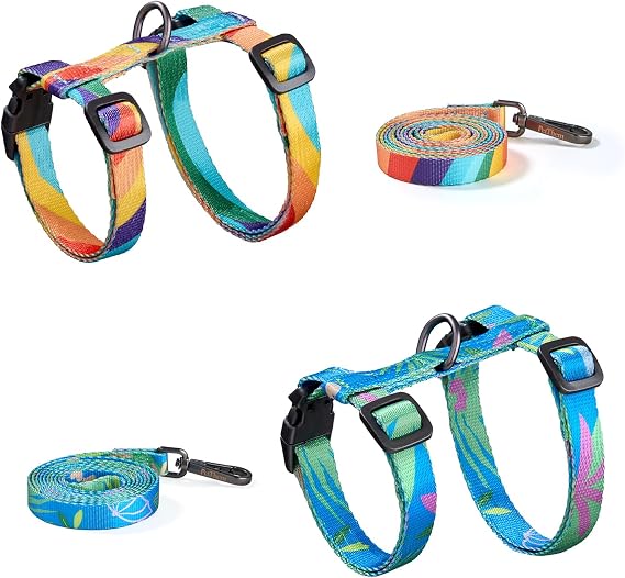 PetThem Adjustable Cat Harness and Leash Set Escape Proof (Yellow & Green)