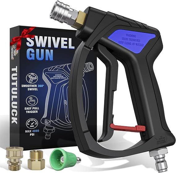 Short Pressure Washer Gun with 3/8" Swivel, 4080PSI