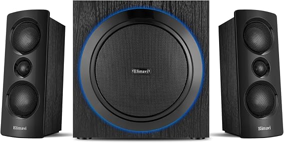 Elimavi 2.1 Computer Speaker System, 6.5" Subwoofer, 120W RMS, Black