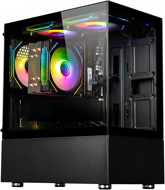 LXZ Gaming PC Desktop Ryzen 5 5600GT 6 core 3.6GHz, 16GB DDR4 RAM, 512GB NVMe SSD, Prebuilt Tower Computer with Wi-Fi & 400W Power Supply for Working, Home and Office