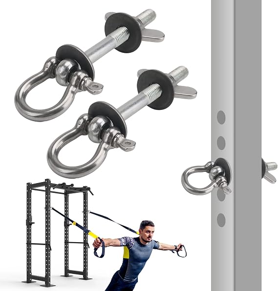 Power Rack Attachments 2 Pack - Resistance Band Hooks for Squat Rack and O-Ring Attachments for Squat Racks