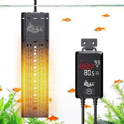 AQQA Submersible Aquarium Heater 500W for 55-130 Gallon Fish Tank Quartz Glass with External Controller for Betta Tank Koi Pond Saltwater & Freshwater AQ197-500W for 55-130Gal