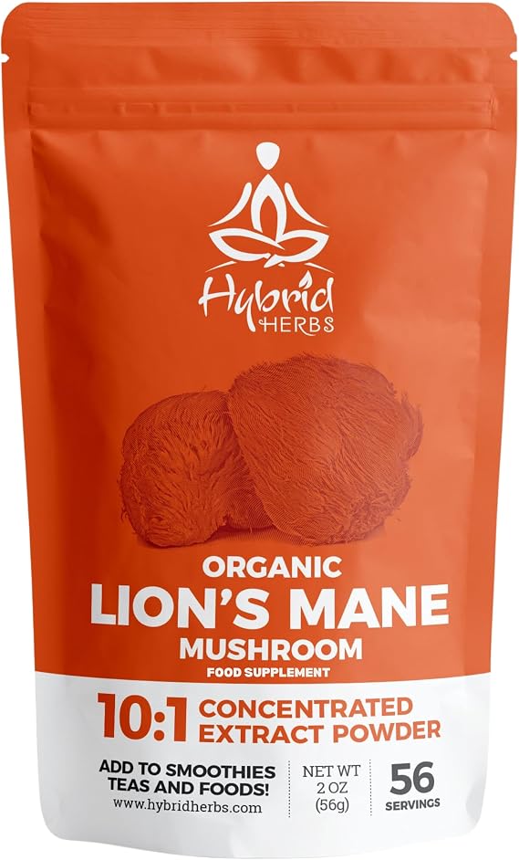 Organic Lion's Mane Mushroom Powder 10:1 Extract, 56 Servings