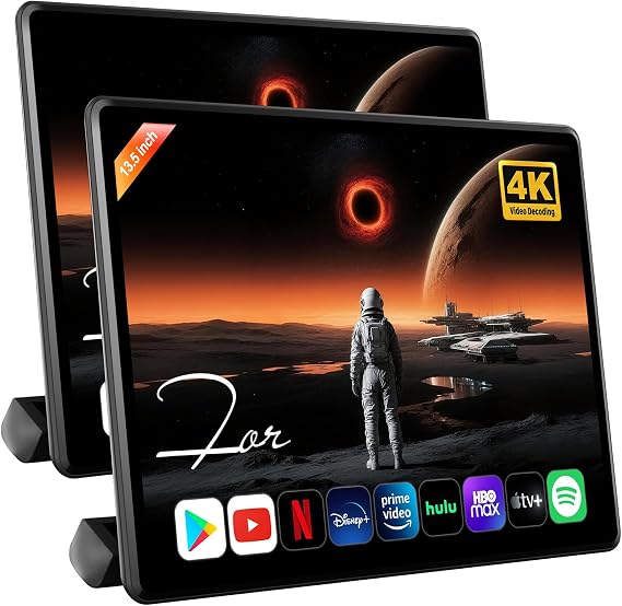 13.5'' Car Headrest Monitor 2-Pack Android13 Dual TV for Back Seat