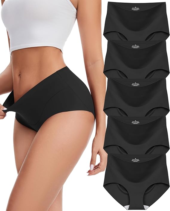 Sunm Boutique Seamless Underwear for Women, No Show Tummy Control Briefs, 23% Spandex High Waisted Women's Panties