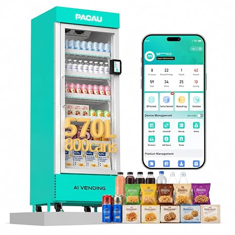 Commercial Vending Machine for Sale, Refrigerated Vending Machine Snacks and Drinks Combo with Credit Card & NFC Payment, Vending Machine for Home or Office