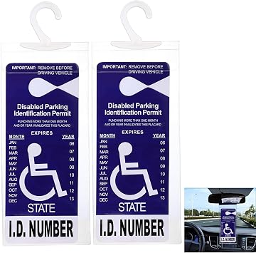 Handicap Placard Holder for Auto 11.8" x 5" Ultra Transparent Handicapped Placard Holder Disabled Parking Permit Holders for Car with Plastic Large Hanger 2 Pack