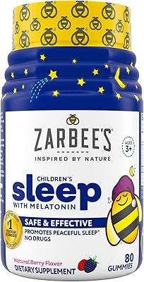Zarbees Kids 1mg Melatonin Gummy, Drug-Free & Effective Sleep Supplement for Children Ages 3 and Up, Natural Berry Flavored Gummies, 80 Count