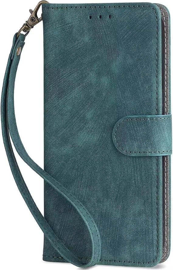 KNOXS Case Compatible with alcatel V3 Pro Case with RFID Blocking Kickstand, PU Wallet Case and TPU Inner Shell with Shockproof Flap （Green）