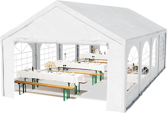 TOOLPORT 16x26 ft PE 450 N Party Tent, White