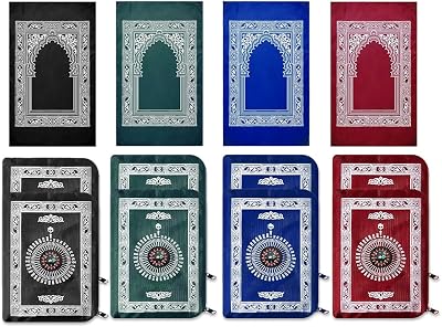 8PCS Portable Travel Prayer Mat with Compass, 60CM x 100CM Waterproof Polyester Prayer Rug, Muslim Travel Prayer Mat, for Ramadan Gifts, Islamic Muslim Prayer 4 Colors