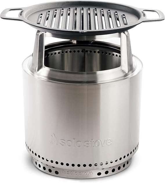 Solo Stove Bonfire Cast Iron Grill Cooking Bundle 2.0 | Smokeless Fire Pit, Stand, Grill & Hub, Wood Burning, Removable Ash Pan, Stainless Steel/Cast Iron, Height: 63 cm, Diameter: 44,5 cm, 20,3 kg