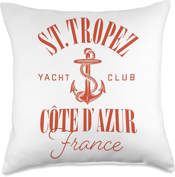 St Tropez Yacht Club Cote d'Azur France Vacation Destination Throw Pillow