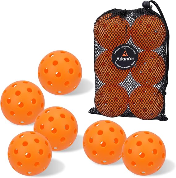 Pickleball Balls 6 Pack | 12 Pack- 40 Holes Outdoor Pickleball with Bag, Perfectly Balanced, High Bounce, Crack-Resistance,USAPA Standard - Multiple Colors