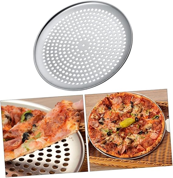 Pizza Pişirme Tepsisi Çok Amaçlı Büyük Boy Çelik Delikli Tepsi Dayanıklı Metal Fırın Tepsisi 36 cm