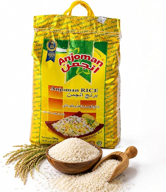 Anjoman Premium Golden Sella Basmati Rice 5 Kg – Extra Long Grain Parboiled Basmati Rice Naturally Aromatic, Non-Sticky & Fluffy Long Grain Rice Perfect for Authentic Biryani, Pilaf & Mandhi 5 KG Bag