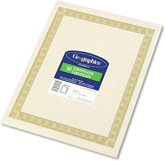Geographics 21015 Parchment Certificates, 8.5 x 11, Diplomat Border, 50/Pack