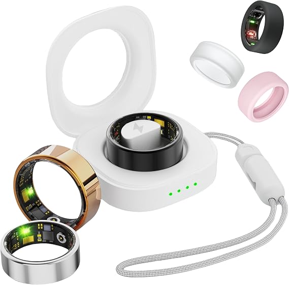 Smart Ring for Women Men, Health Fitness Tracker Ring, IP68 Waterproof Rings, Sleep Ring with Charging Case and Ring Protector, Remote Photography, Family Care, No App Fees(Black, 7#)