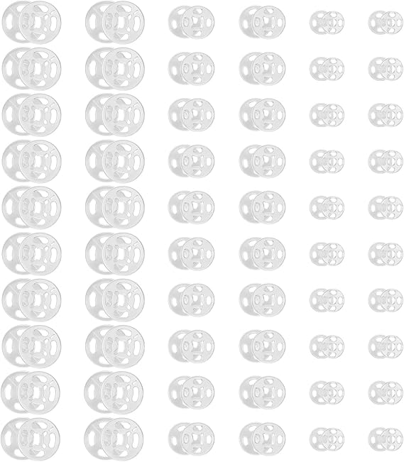 36 Set Plastic Sew on Snap Button, 3 Sizes Invisible Snaps for Sewing, Clear Round Plastic Snap Buttons Clothes Poppers Fasteners, Sew on Snaps for Clothing Shirt Sewing DIY Craft(7.5mm, 10mm, 12.5mm)