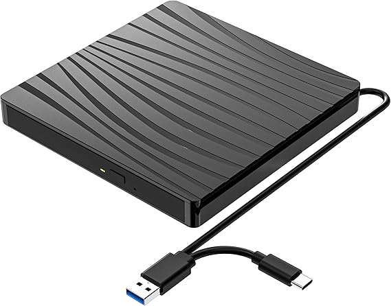 External DVD Drive USB 3.0 and Type-C Portable CD DVD +/-RW Burner Optical Drive DVD Drive External for Laptop PC Desktop MacBook iMac Windows 11/10/8/7/XP/Linux/MacOS