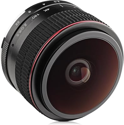 Opteka 6.5mm f2 HD MC Manual Focus Fisheye Lens for Canon EF-M Mount APS-C Digital Cameras