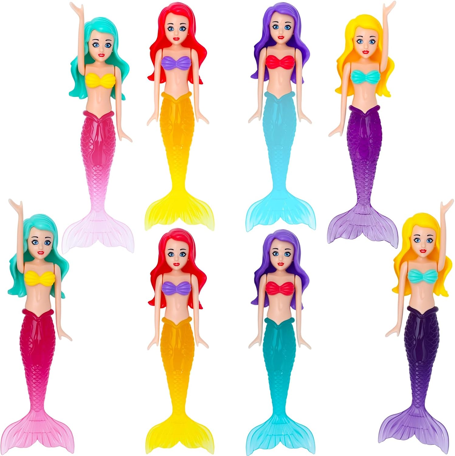 ONEST 8 Pieces Mermaid Dive Bath Toys Colorful Mermaid Pool Swimming Pool Toys Summer Water Toys Gift