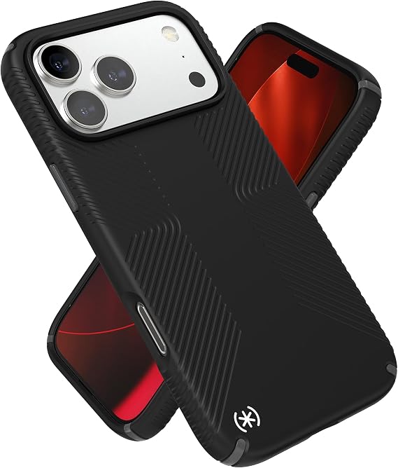 Speck PRESIDIO2 Grip for iPhone 17 Pro Max Case, MagSafe-Compatible, Slim Protective Case, Black/Slate Grey/White