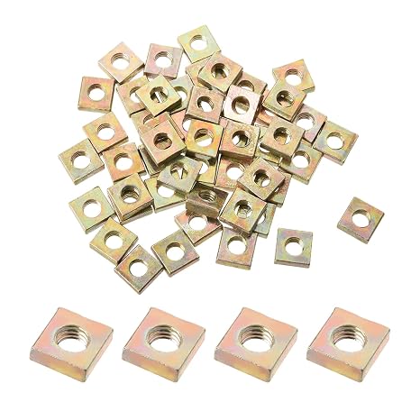 MroMax Square Nuts M3x5.5mmx2mm Carbon Steel Quadrate Nuts Metric Coarse Thread Assortment Kit Color Zinc Plated 50Pcs