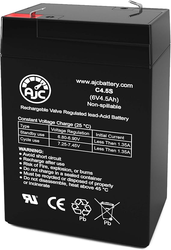 AJC Battery Compatible with Lightalarms 860-0004 6V 4.5Ah Sealed Lead Acid Battery