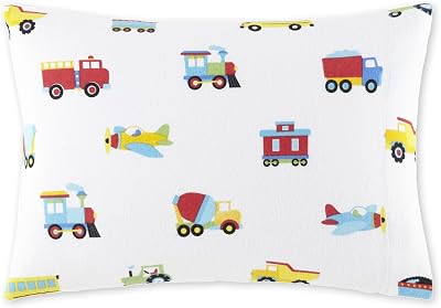 Wildkin Kids 100% Cotton Flannel Pillowcase Soft, Breathable & Toddler Size - Trains, Planes, and Trucks