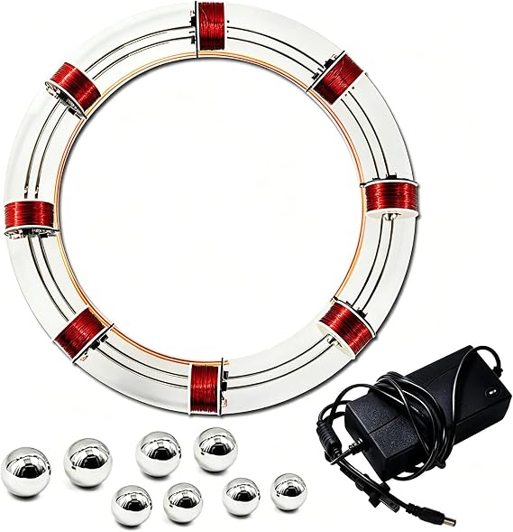 Electromagnetic Cyclotron, 8 Coils Ring Electromagnetic Accelerator, DIY Coil Circular Accelerator, Enameled Copper Wire, for Experimental Teaching, Scientific, DIY, Gifts, Experiment Equipment