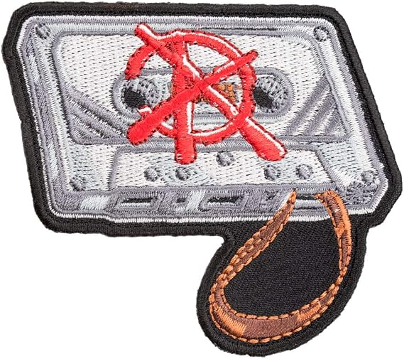 PatchStop Mixtape Anarchy Red Gray Iron On Patches for Clothing Jeans - 3x3in Small DIY Sew On Patch for Jackets Bags - Embroidered Decorative Music Patches