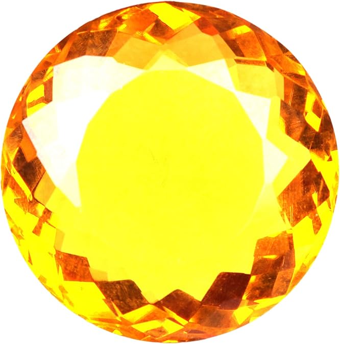 Real-Gems 100.95 Ct Yellow Citrine Round Shaped Loose Gemstone