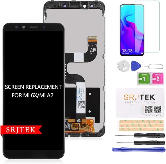 for Xiaomi Mi A2 LCD Screen Replacement A2 LCD Display Mi 6X Touch Digitizer Compatible with Model M1804D2SG, M1804D2SI Assembly Repair Parts Kits (Black with Frame)